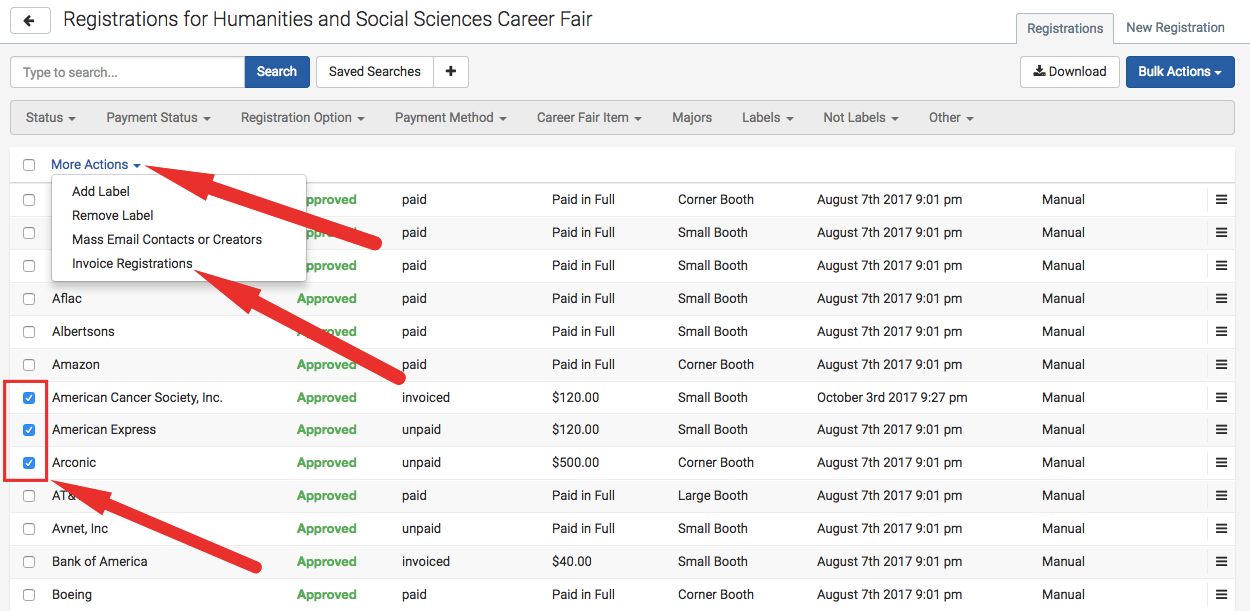 how to send an invoice to multiple registrants handshake help center