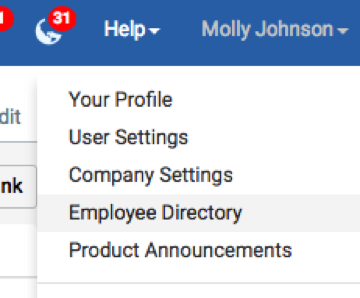 employee directory roles employer admin tools righthand upper corner then name