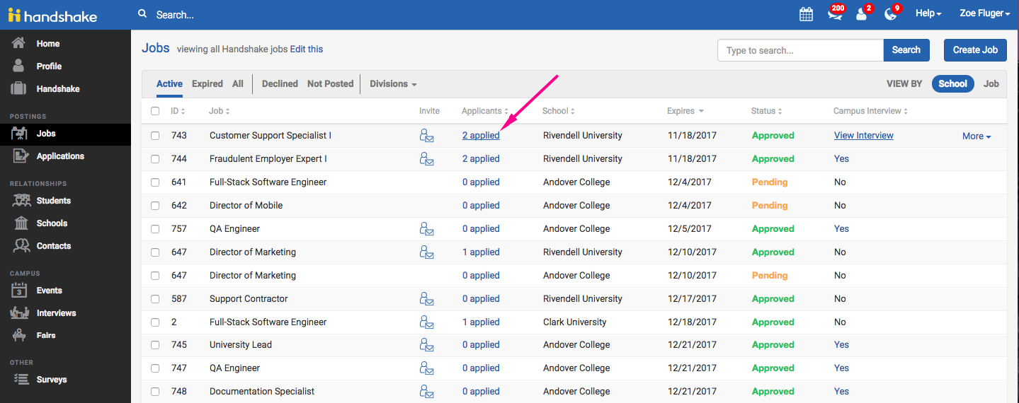 Managing Applicants On A Job Posting – Handshake Help Center