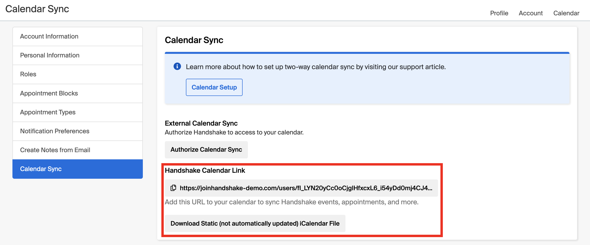 Calendar Sync Options in Handshake Handshake Help Center