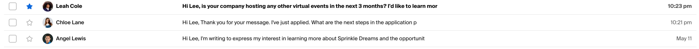 Click the star to the left of the student's name.png
