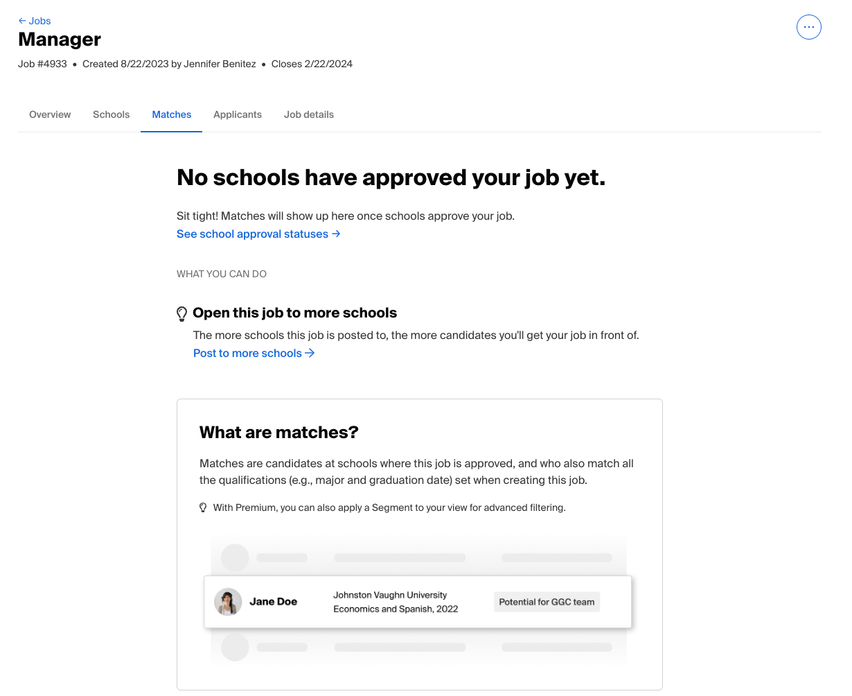 No schools have approved your job yet.png