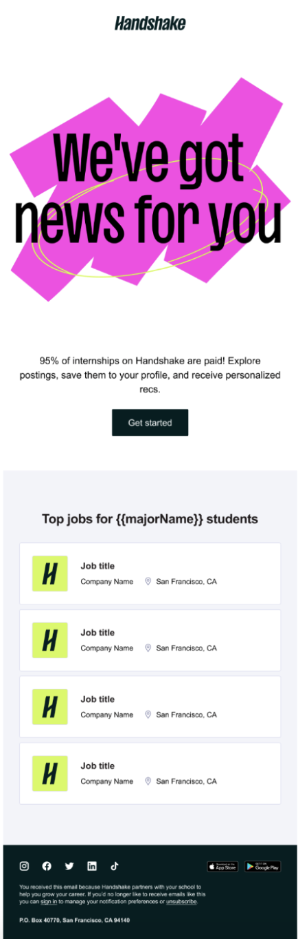 Student Emails: Activation Email Campaigns – Handshake Help Center