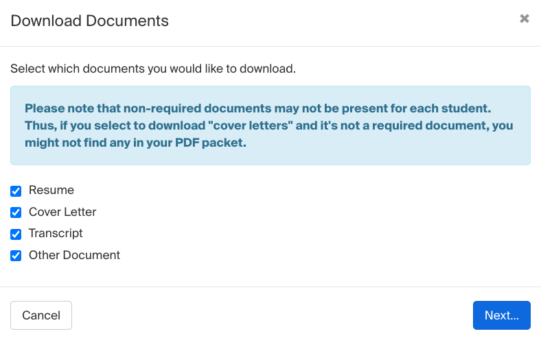 Select which documents to download in pop up modal.png