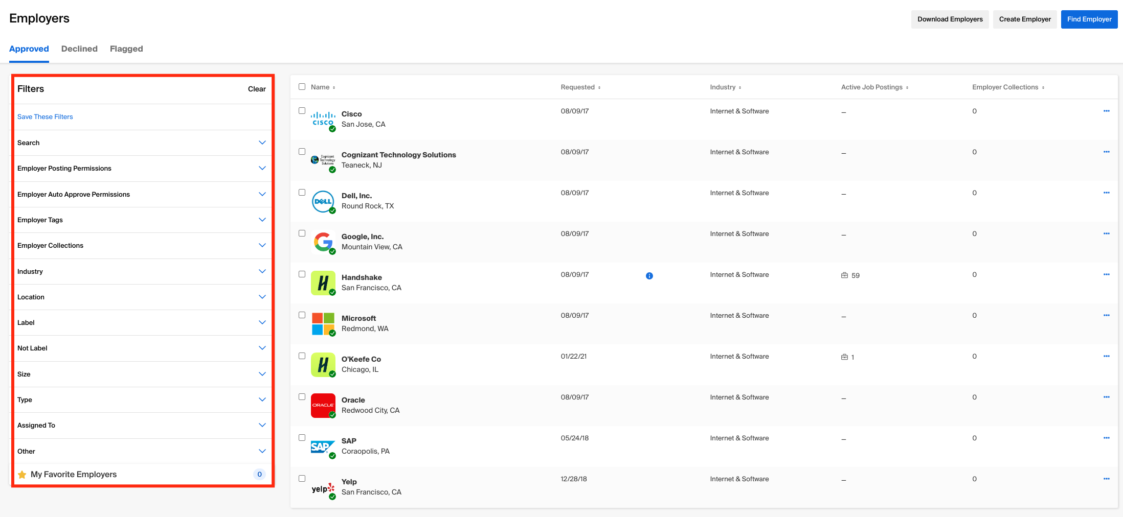 Filters on the left navigation bar.png
