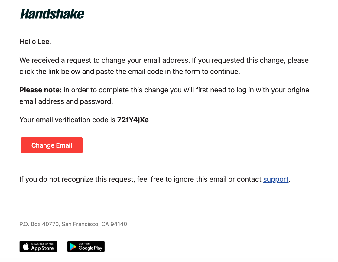 Handshake email change request with verification code.png