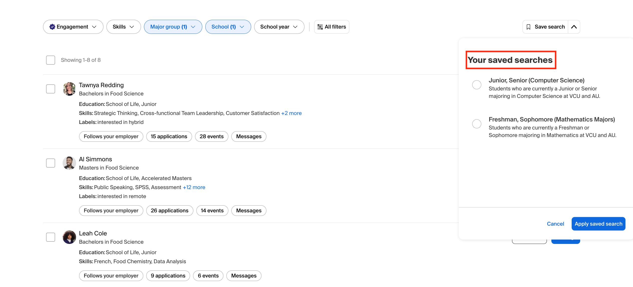Your saved searches on Talent page.png