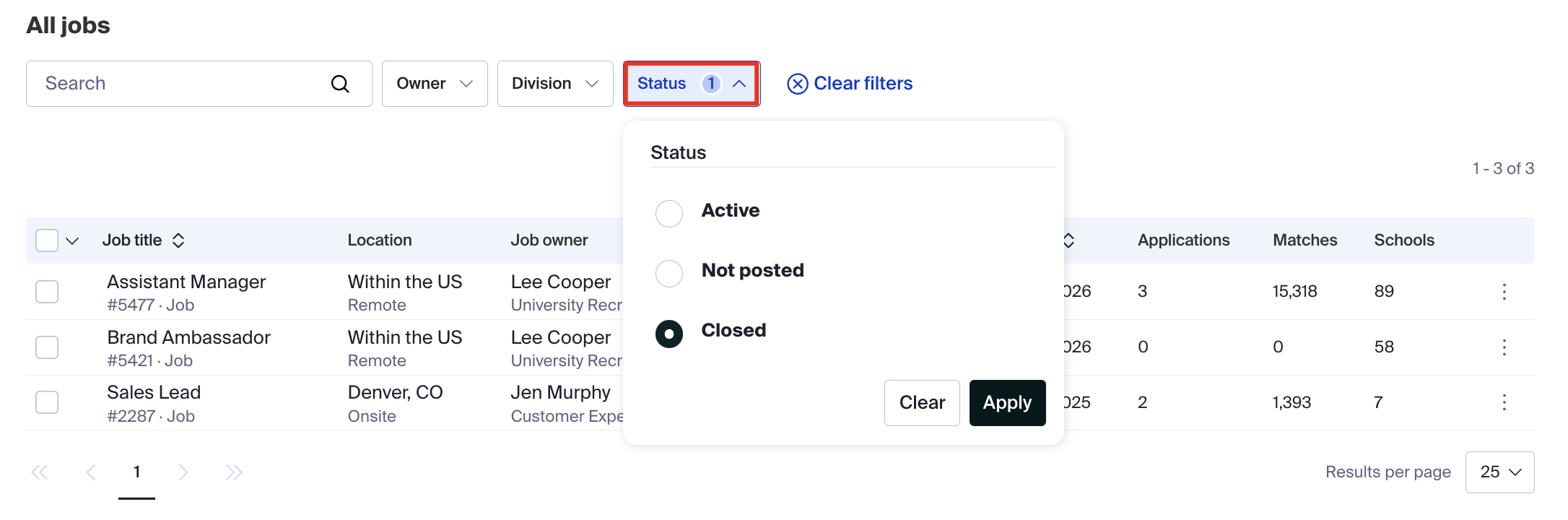Closed status then select job.png
