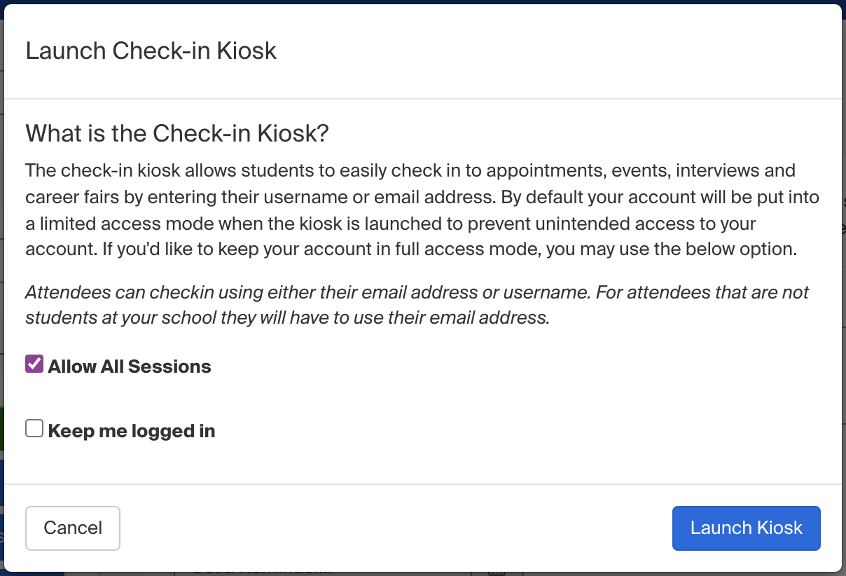 Launch a Check-in Kiosk – Handshake Help Center