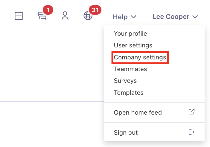 Company settings from the dropdown .png