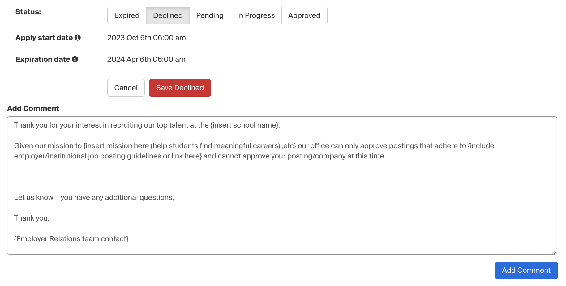 Best Practices: Add a Comment on Job and Employer Approvals 