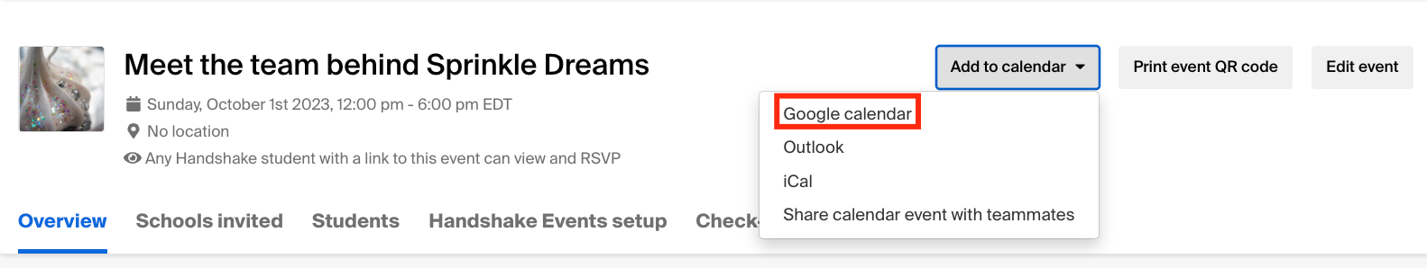 Select Google calendar from add to calendar dropdown on event page.png