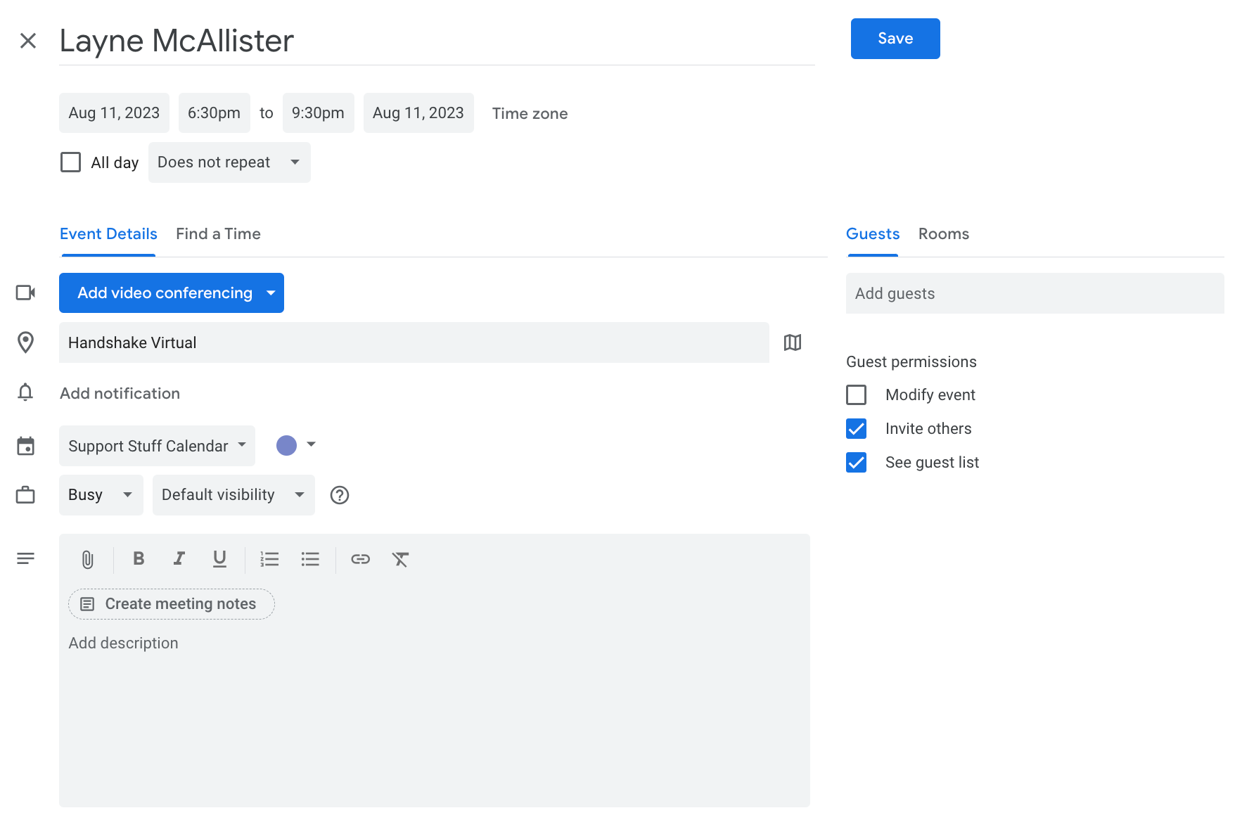 Click the blue button Save in google calendar to add availability calendar.png