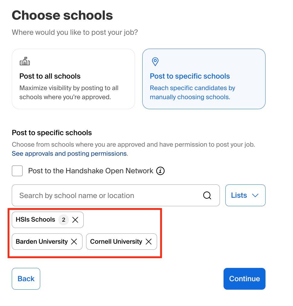 Schools selected display below field.png