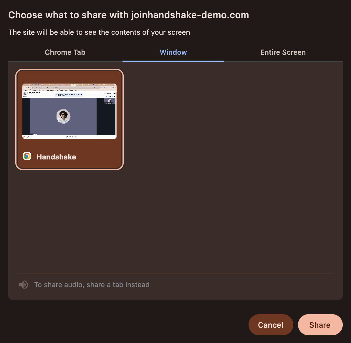 Choose what to share Chrome.png