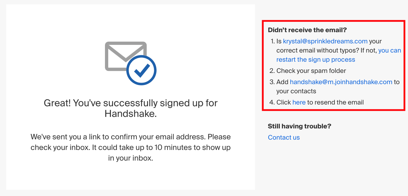 Didn't receive the email> .png
