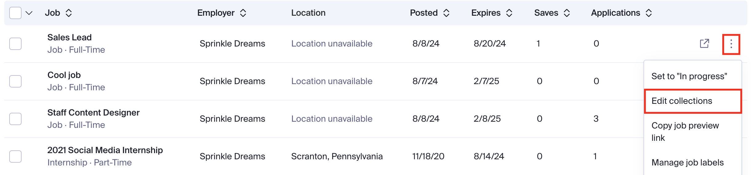 Edit collections button on a single job posting.png