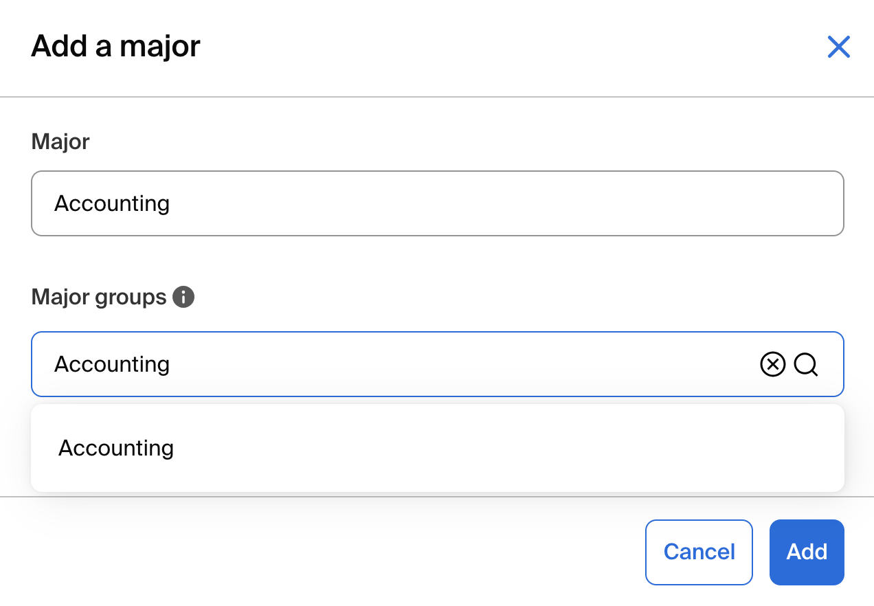 School Settings: Majors and Minors – Handshake Help Center