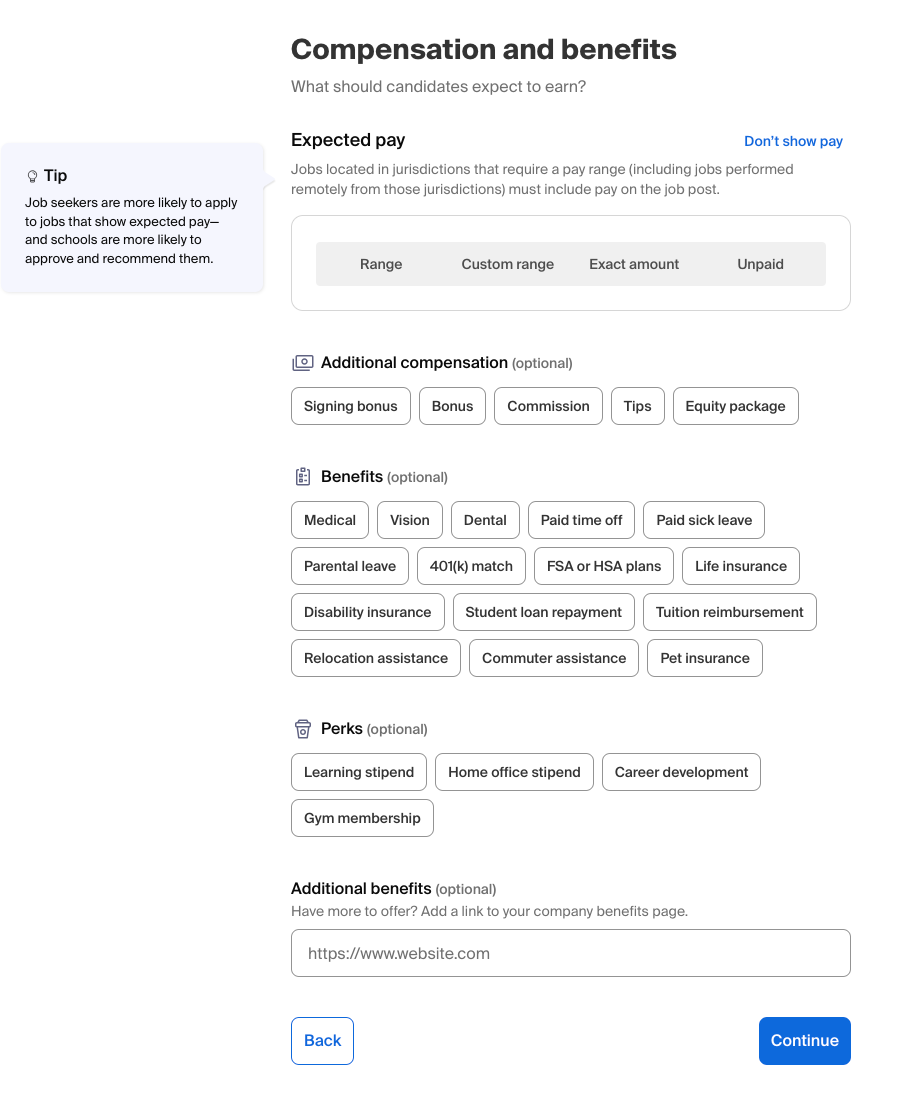 Compensation and benefits section in job form.png