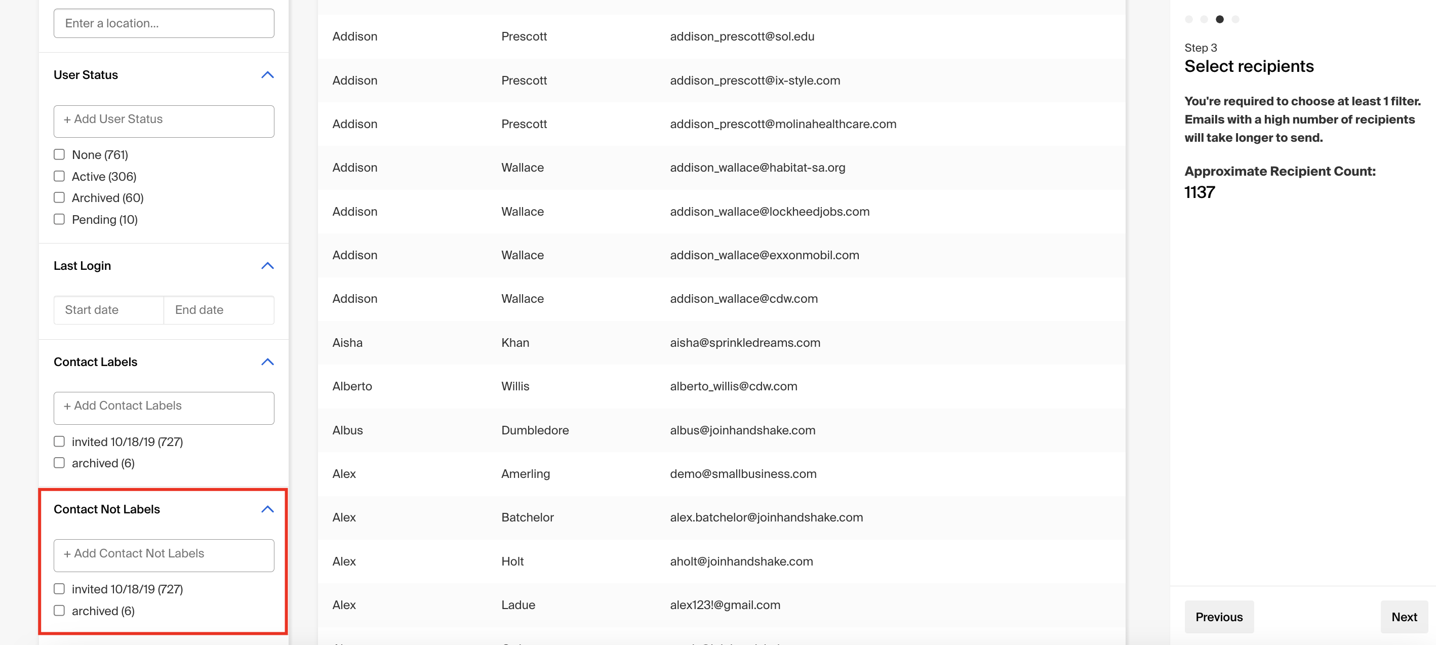Contacts not label filter in targeted email.png