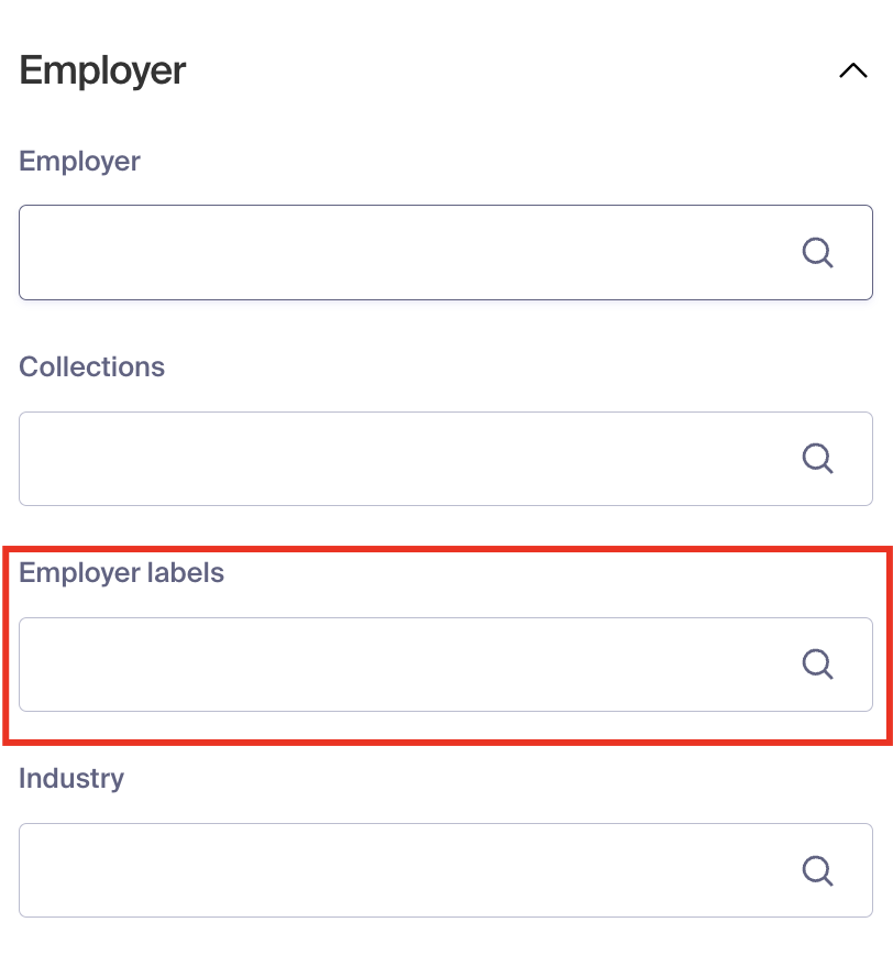 Employer labels section of all filters.png