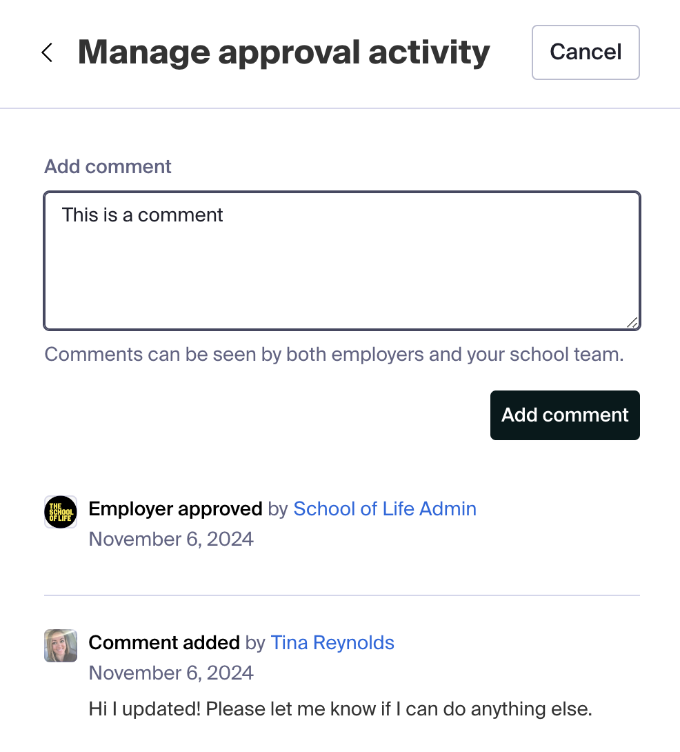 Comment seciton on approval activity.png