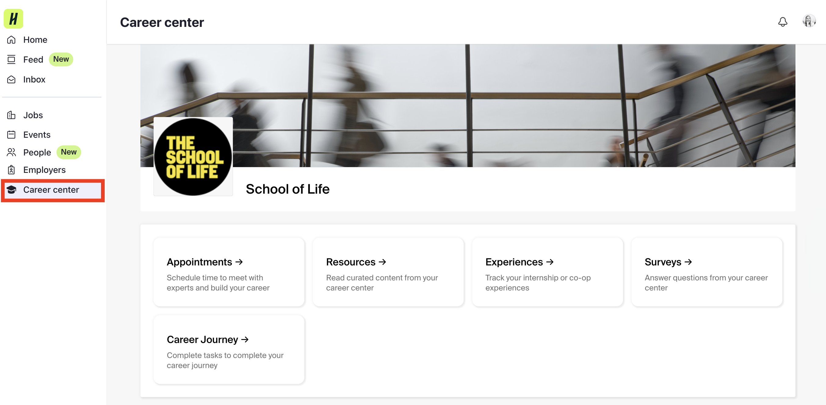 Career Centre on left navigation menu.png