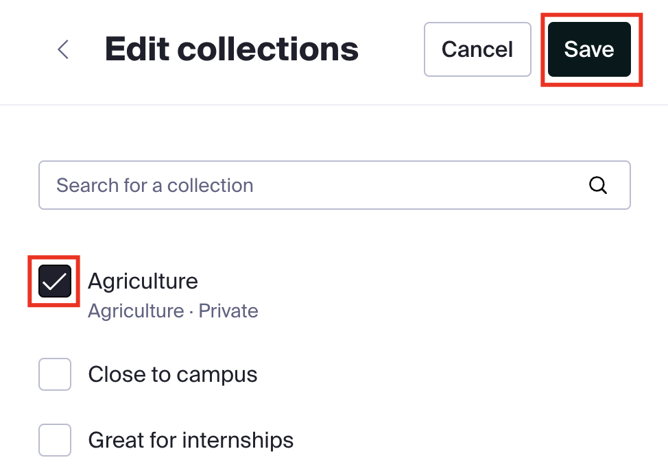 Choosing collections to add fairs to and selecting save.png