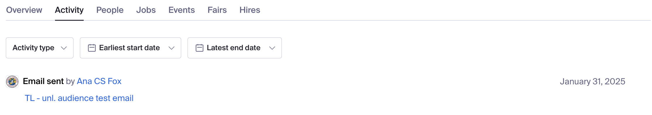 Activity tab on employer page and email sent log.png