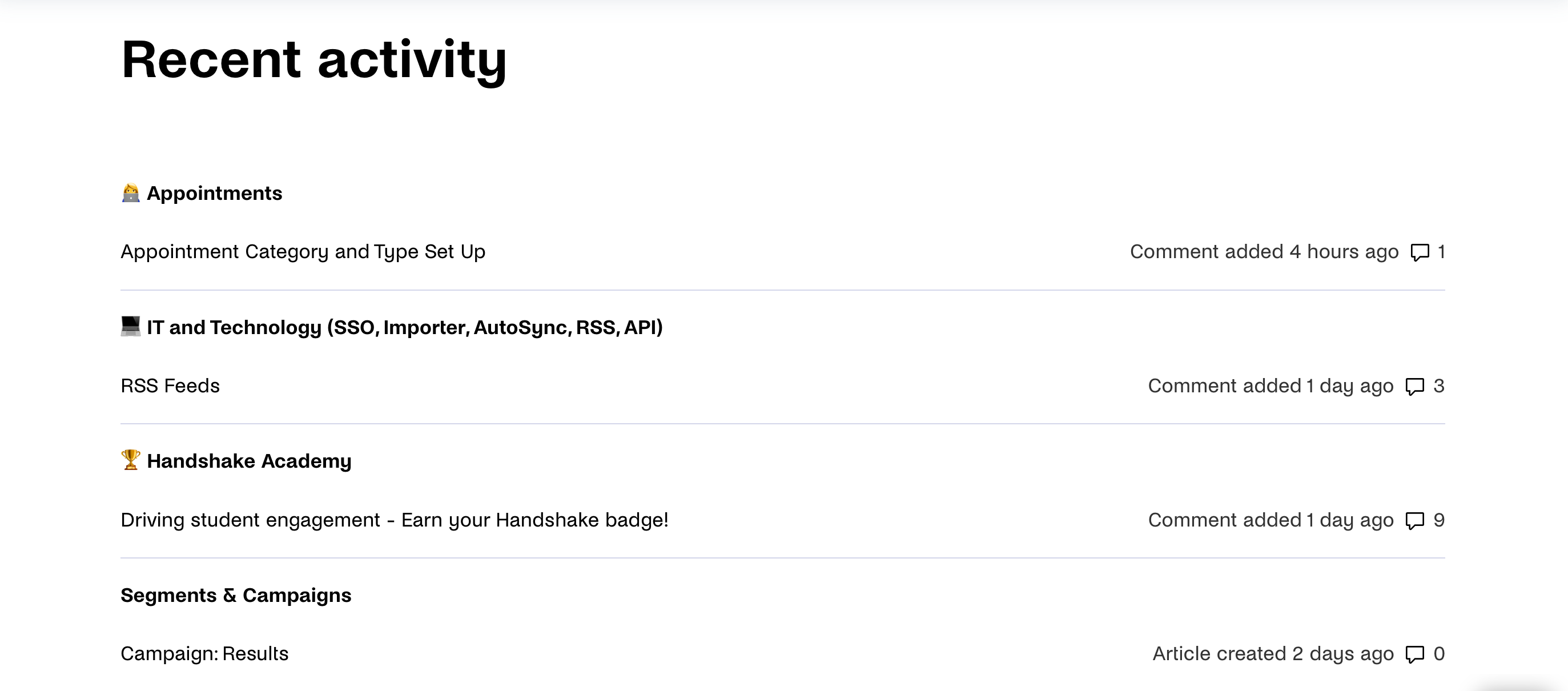 Recent Activity on Help Center frontpage.png