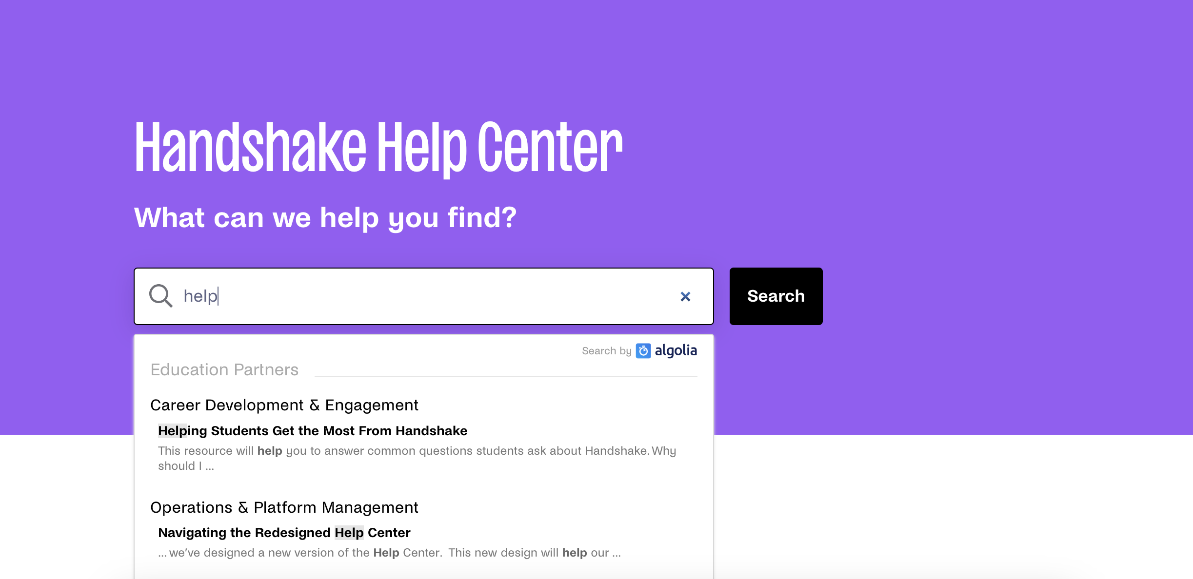 Searching for an article on the landing page.png