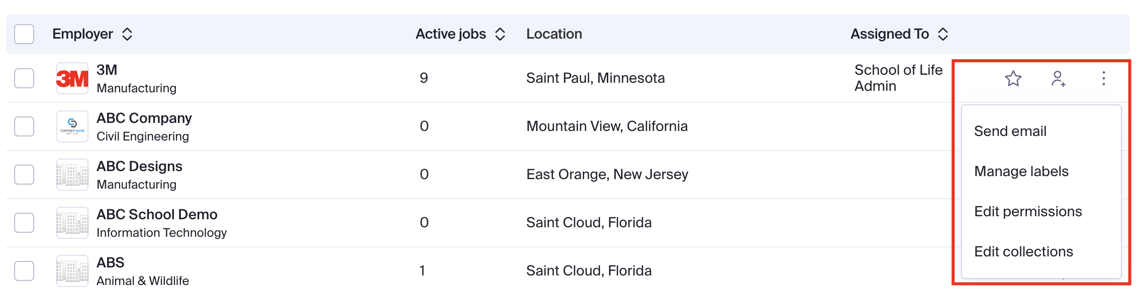Individual row options on your institution's network page.png