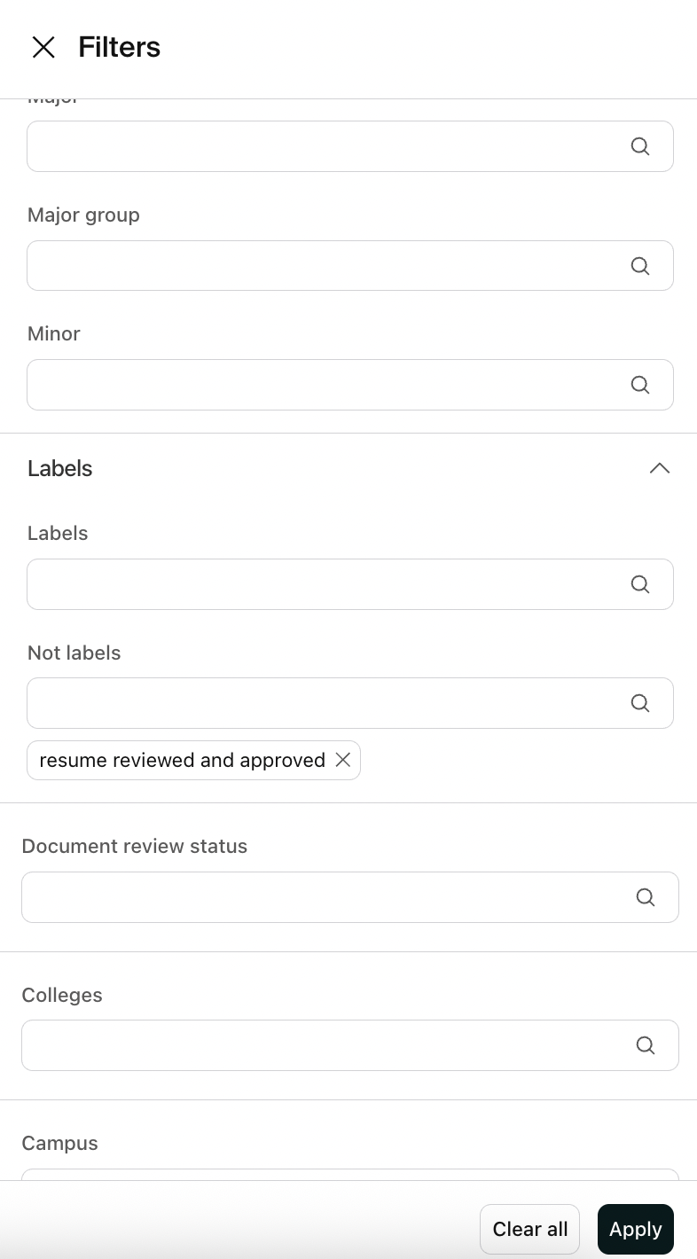 Filtering on Not Labels for resumes that are reviewed.png