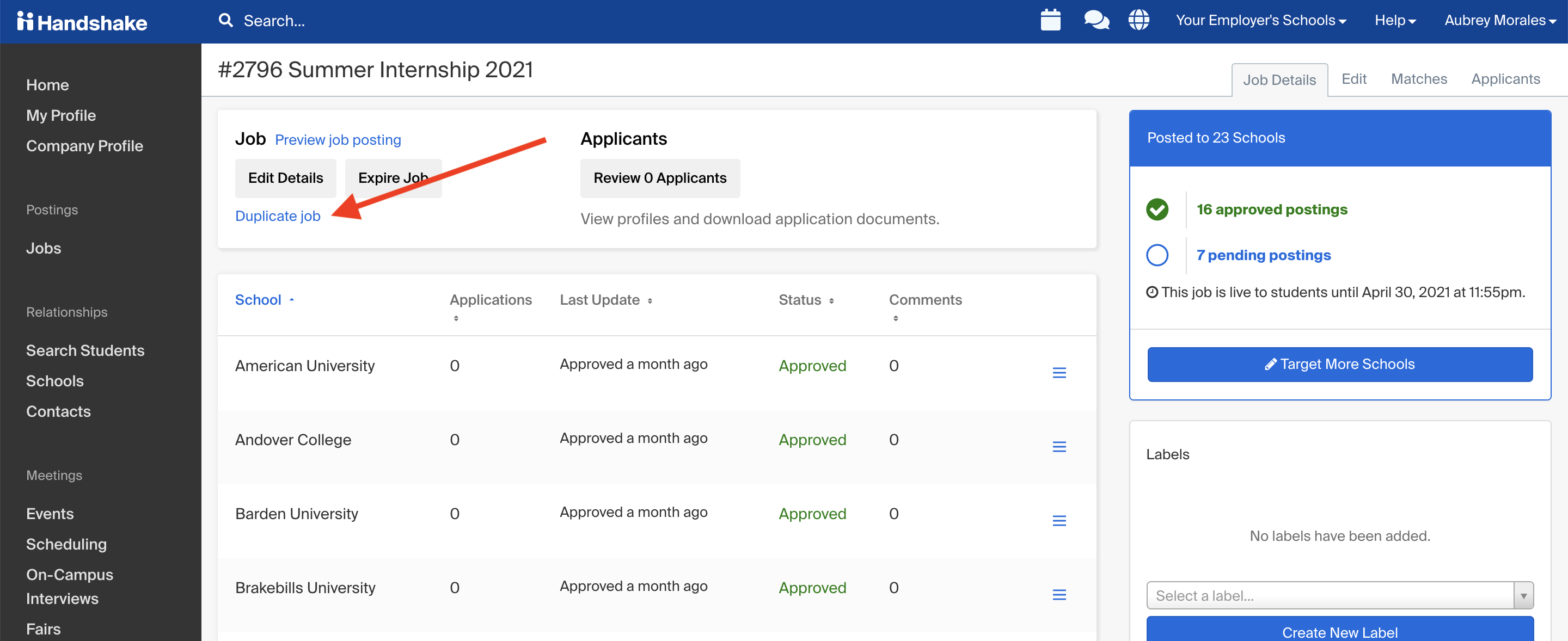 How to Duplicate a Job Posting Handshake Help Center