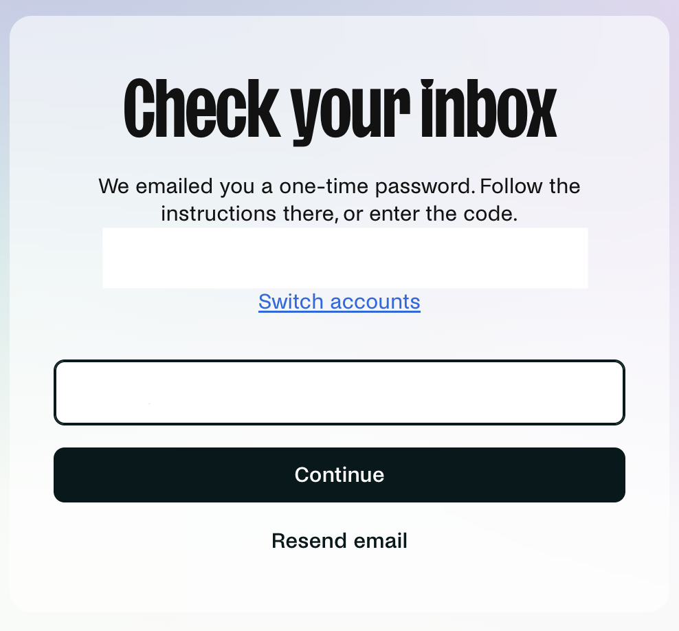 Inserting the passcode and clicking continue.png
