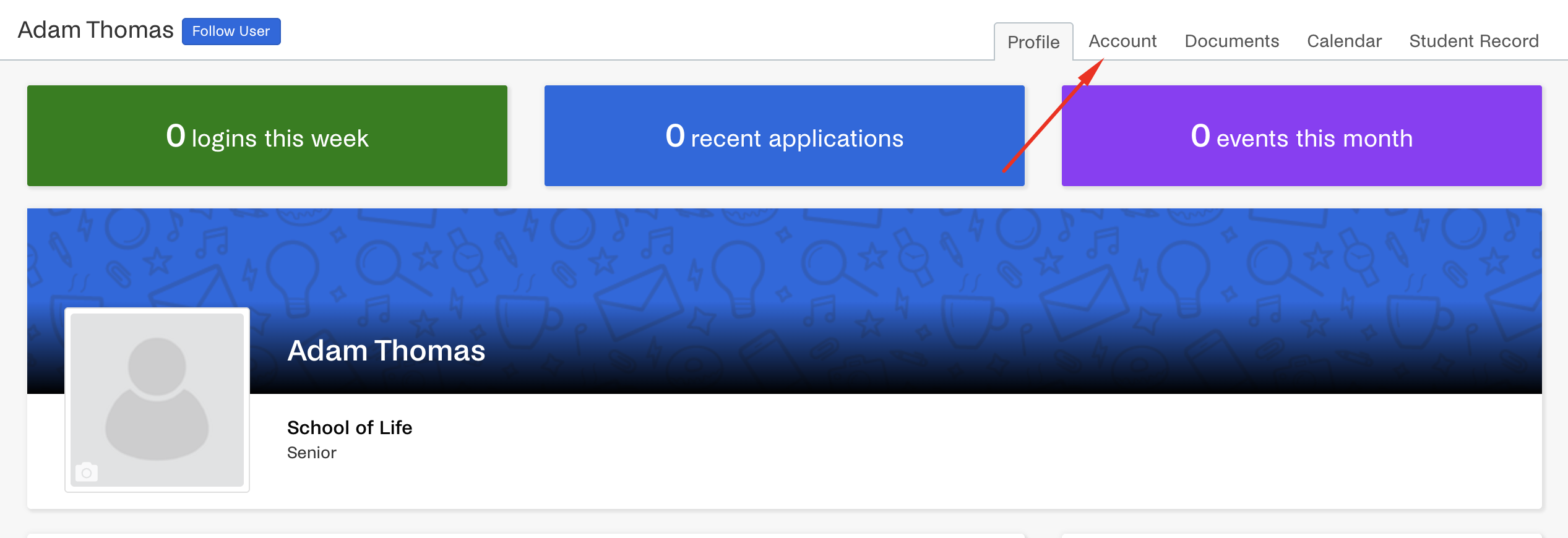 Account tab on student page.png