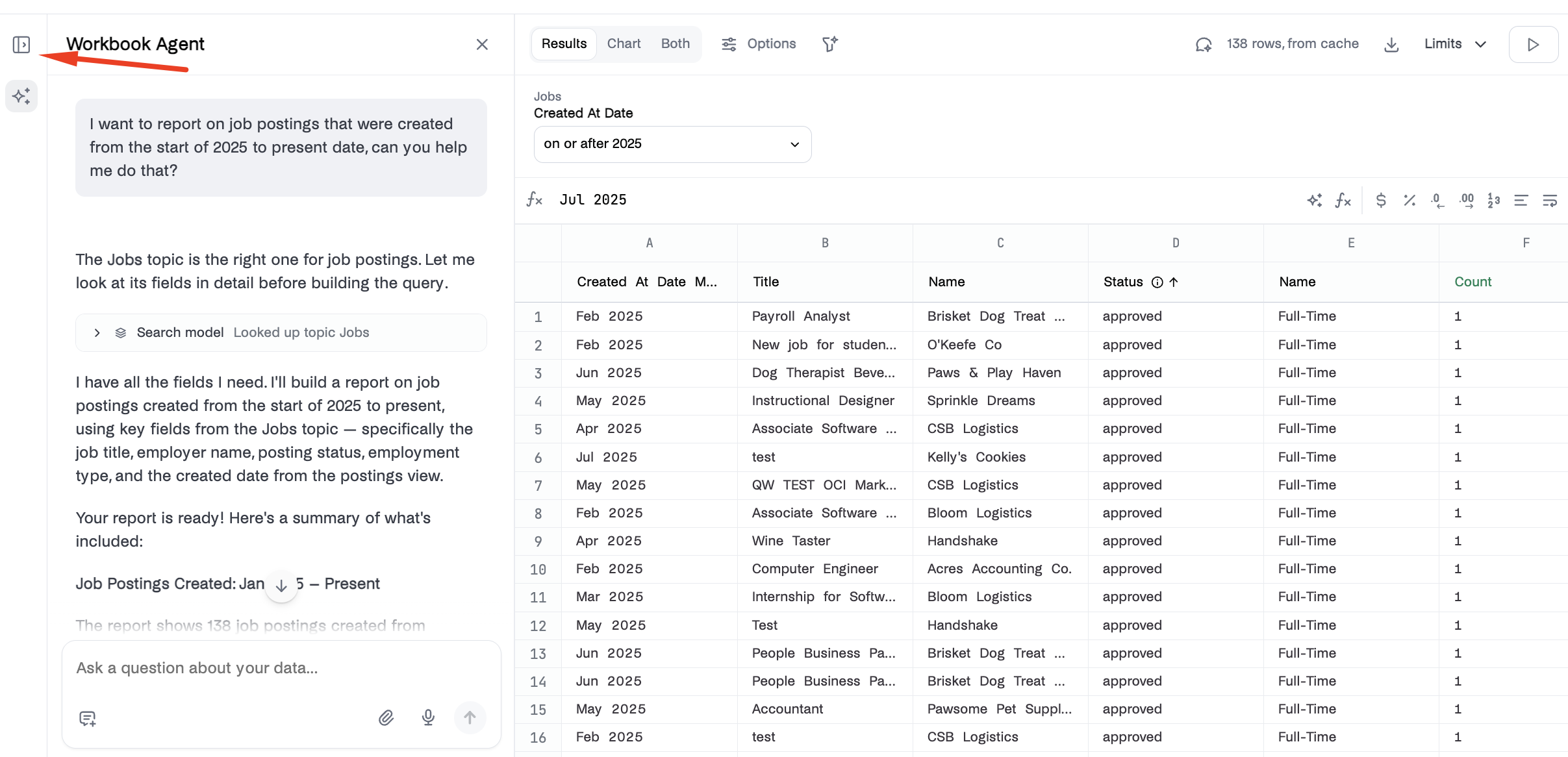 AI Assistant creates a query and the top left button provides a way to display fields.png