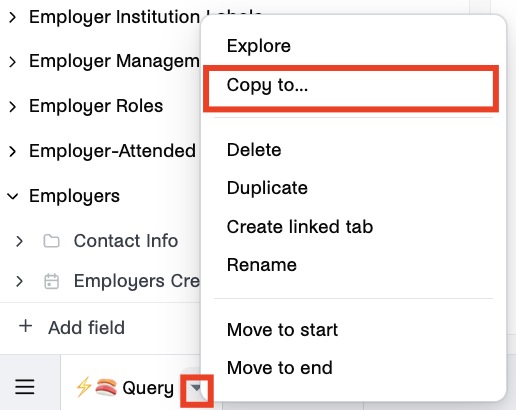 Dropdown menu next to query tab and Copy To prompt.png