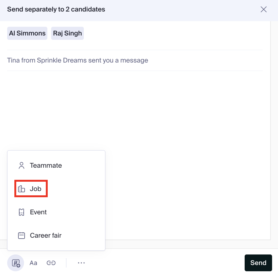 select job in message composer.png