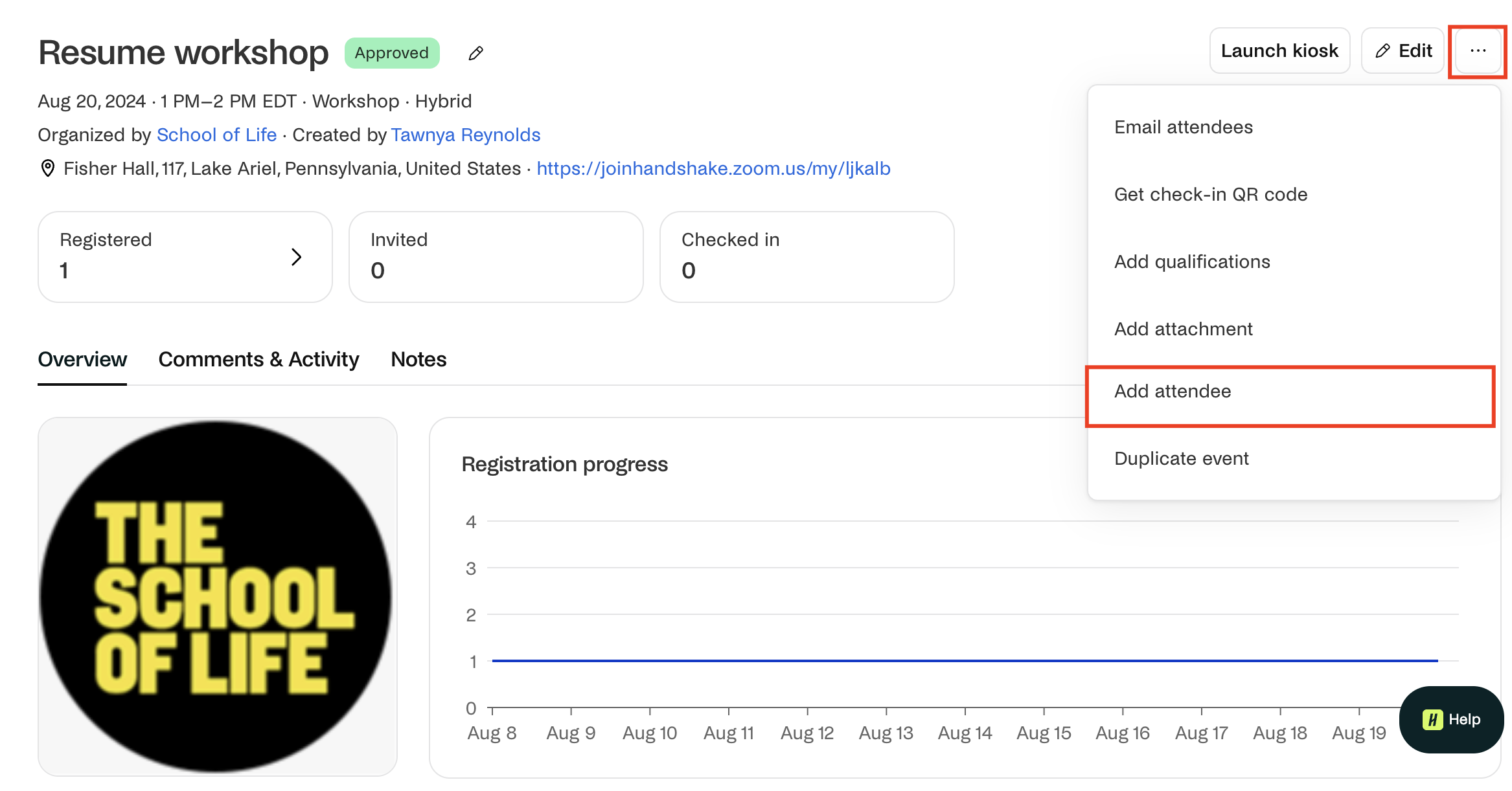 Add Attendee button in dropdown menu.png