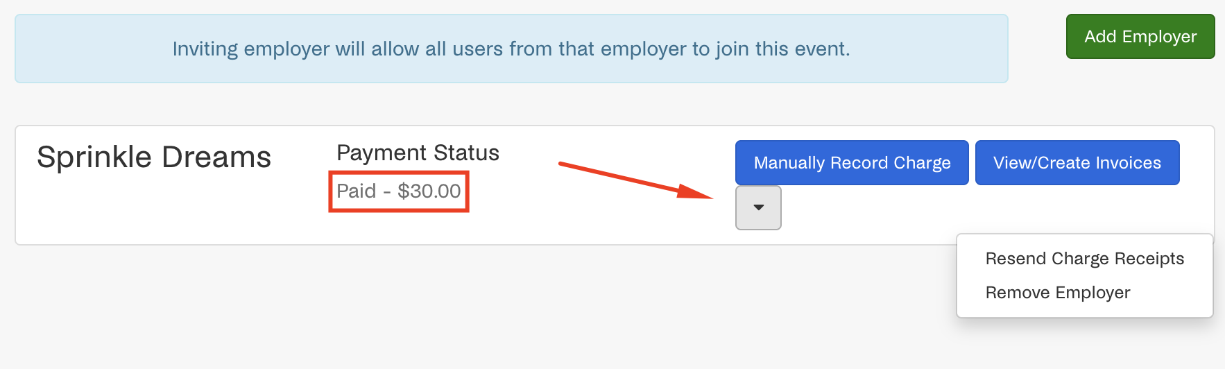Payment status, Arrow, and Resend Charge Recipients option.png