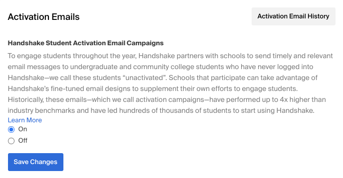 example image of activation email options